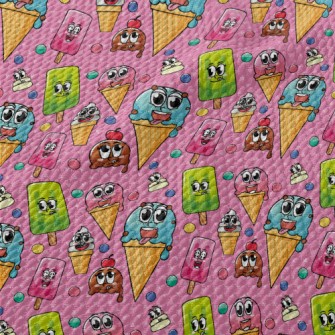 Cartoon Expression Ice Cream Birdseye Piqué