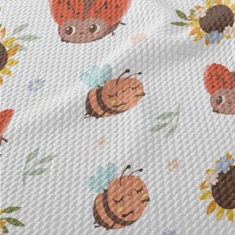 Cute Ladybug And Sunflower Birdseye Piqué
