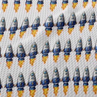 Cartoon Rocket Launch Birdseye Piqué