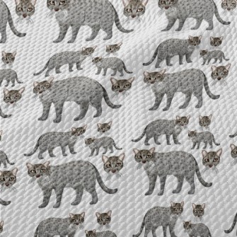 Cartoon Gray Fishing Cat Birdseye Piqué