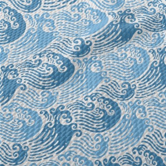 Ukiyoe Waves Birdseye Piqué