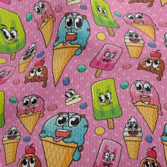 Cartoon Expression Ice Cream Athletic Mesh Flat Back