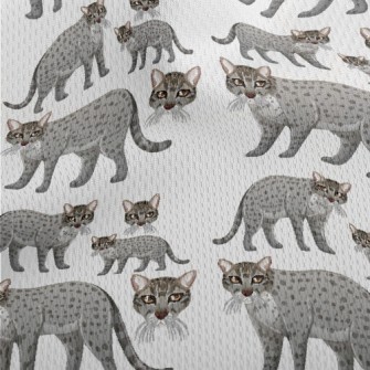 Cartoon Gray Fishing Cat Athletic Mesh Flat Back