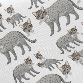 Cartoon Gray Fishing Cat Twill