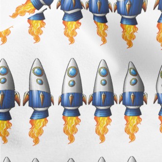 Cartoon Rocket Launch Micro Fleece