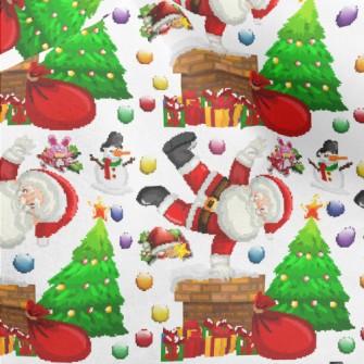 Santa Claus Climbing The Chimn Micro Fleece