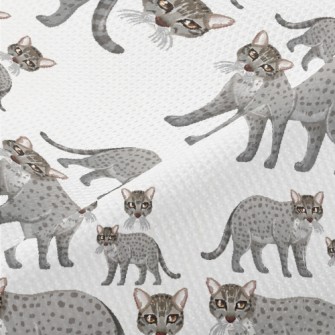 Cartoon Gray Fishing Cat Piqué