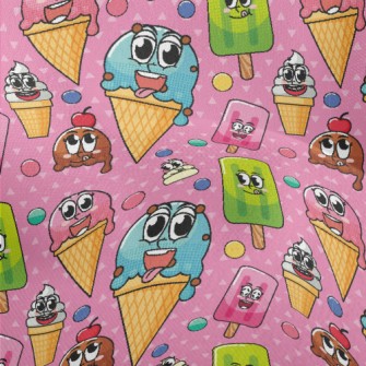 Cartoon Expression Ice Cream Lightweight Performance Linen