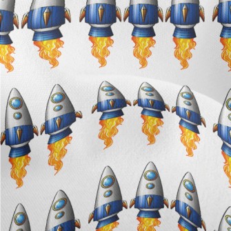 Cartoon Rocket Launch Lightweight Performance Linen