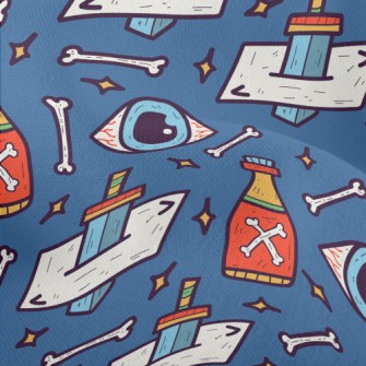 Hand Drawn Bone Doodle Lightweight Performance Linen