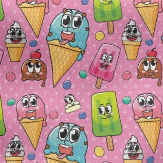 Cartoon Expression Ice Cream Jersey Backed Fleece