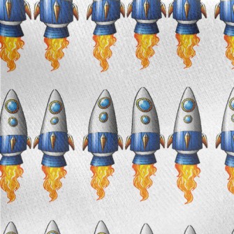 Cartoon Rocket Launch Jersey Backed Fleece