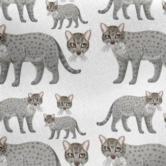 Cartoon Gray Fishing Cat Jersey Backed Fleece