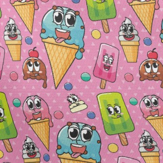 Cartoon Expression Ice Cream Pongee