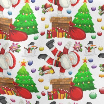 Santa Claus Climbing The Chimn Lightweight Cotton Poplin