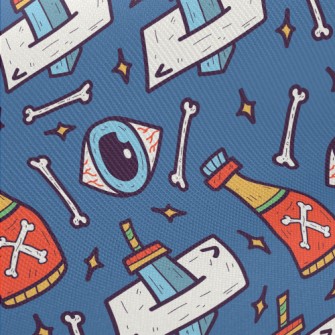 Hand Drawn Bone Doodle Midweight Cotton Poplin