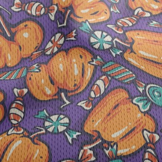 Halloween Pumpkin Candy Athletic Mesh Flat Back