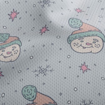 Snowman Head In Fur Hat Athletic Mesh Flat Back