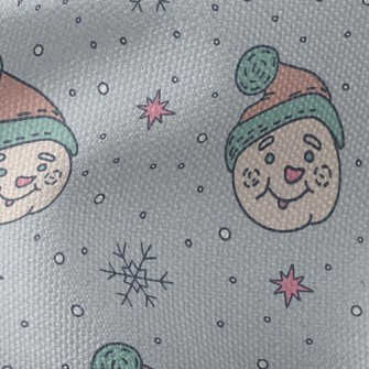 Snowman Head In Fur Hat Waterproof Canvas