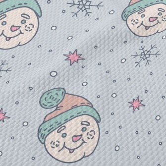 Snowman Head In Fur Hat Birdseye Piqué