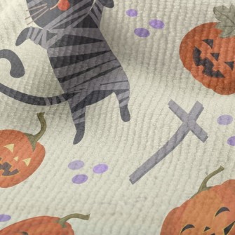 Black Cat And Halloween Pumpki Terry