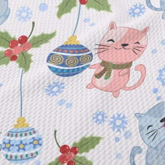 Kittens Celebrate Christmas Birdseye Piqué