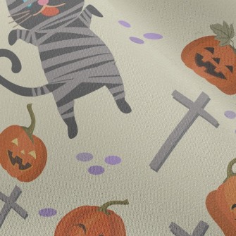 Black Cat And Halloween Pumpki Chiffon