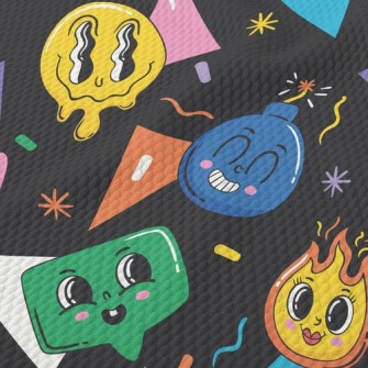 Cartoon Flame Smiley Birdseye Piqué