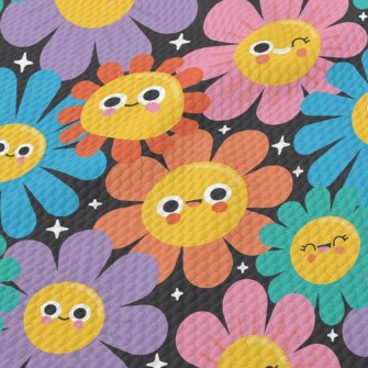 Colorful Sunflowers Birdseye Piqué