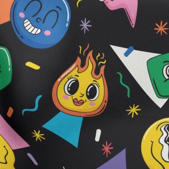 Cartoon Flame Smiley Stretch Ponte