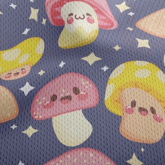 Shiny Cartoon Mushrooms Athletic Mesh Flat Back