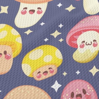 Shiny Cartoon Mushrooms Birdseye Piqué