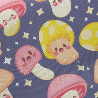 Shiny Cartoon Mushrooms Twill