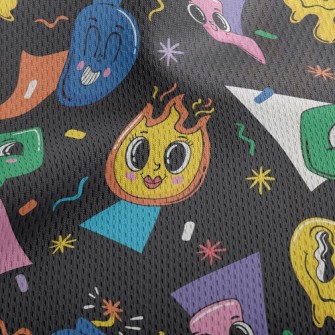 Cartoon Flame Smiley Athletic Mesh Flat Back