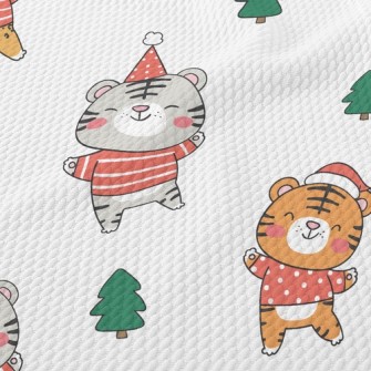Happy Tiger Celebrates Christm Birdseye Piqué
