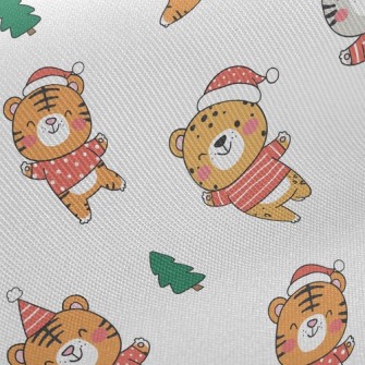 Happy Tiger Celebrates Christm Twill