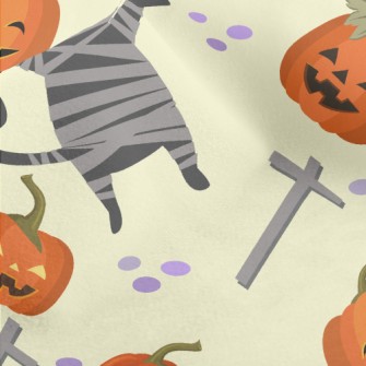 Black Cat And Halloween Pumpki Micro Fleece