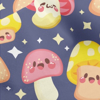 Shiny Cartoon Mushrooms Micro Fleece