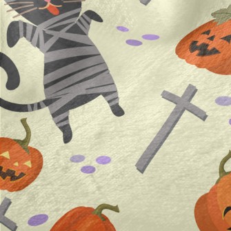 Black Cat And Halloween Pumpki Minky