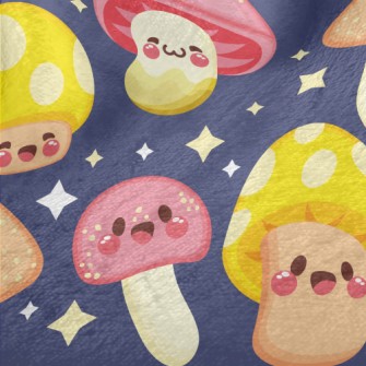 Shiny Cartoon Mushrooms Minky