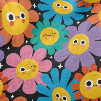 Colorful Sunflowers Minky