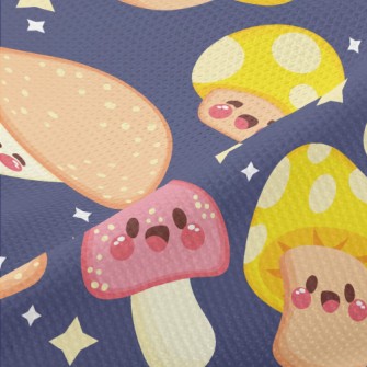 Shiny Cartoon Mushrooms Piqué