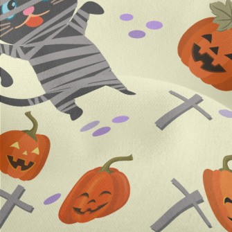 Black Cat And Halloween Pumpki Lightweight Performance Linen