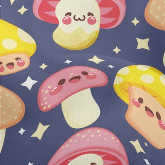 Shiny Cartoon Mushrooms Lightweight Performance Linen