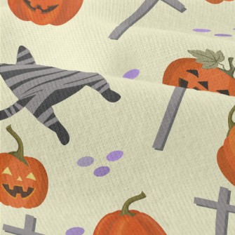 Black Cat And Halloween Pumpki Modern Jersey