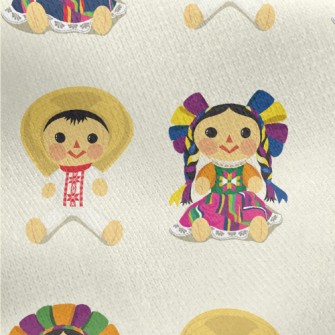 Mexican Traditional Doll Jersey Backed Fleece