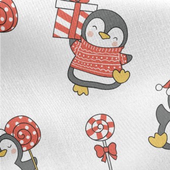 Happy Christmas Penguin Jersey Backed Fleece