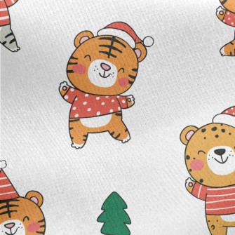 Happy Tiger Celebrates Christm Jersey Backed Fleece