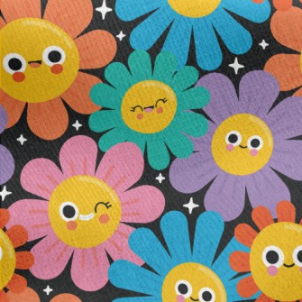 Colorful Sunflowers Jersey Backed Fleece