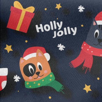 Christmas Cat Jersey Backed Fleece